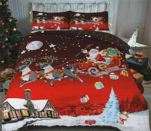 Christmas 3D Duvet Set Santa Father Christmas Greetings Duvet Cover