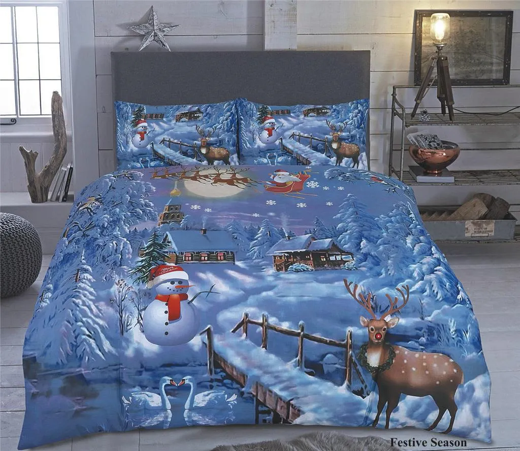 Christmas 3D Duvet Set Santa Father Christmas Greetings Duvet Cover